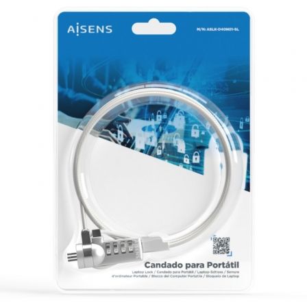 Aisens Cable de Seguridad con Cerradura de Combinación ASLK-D40N01-SL 1.5m Plata